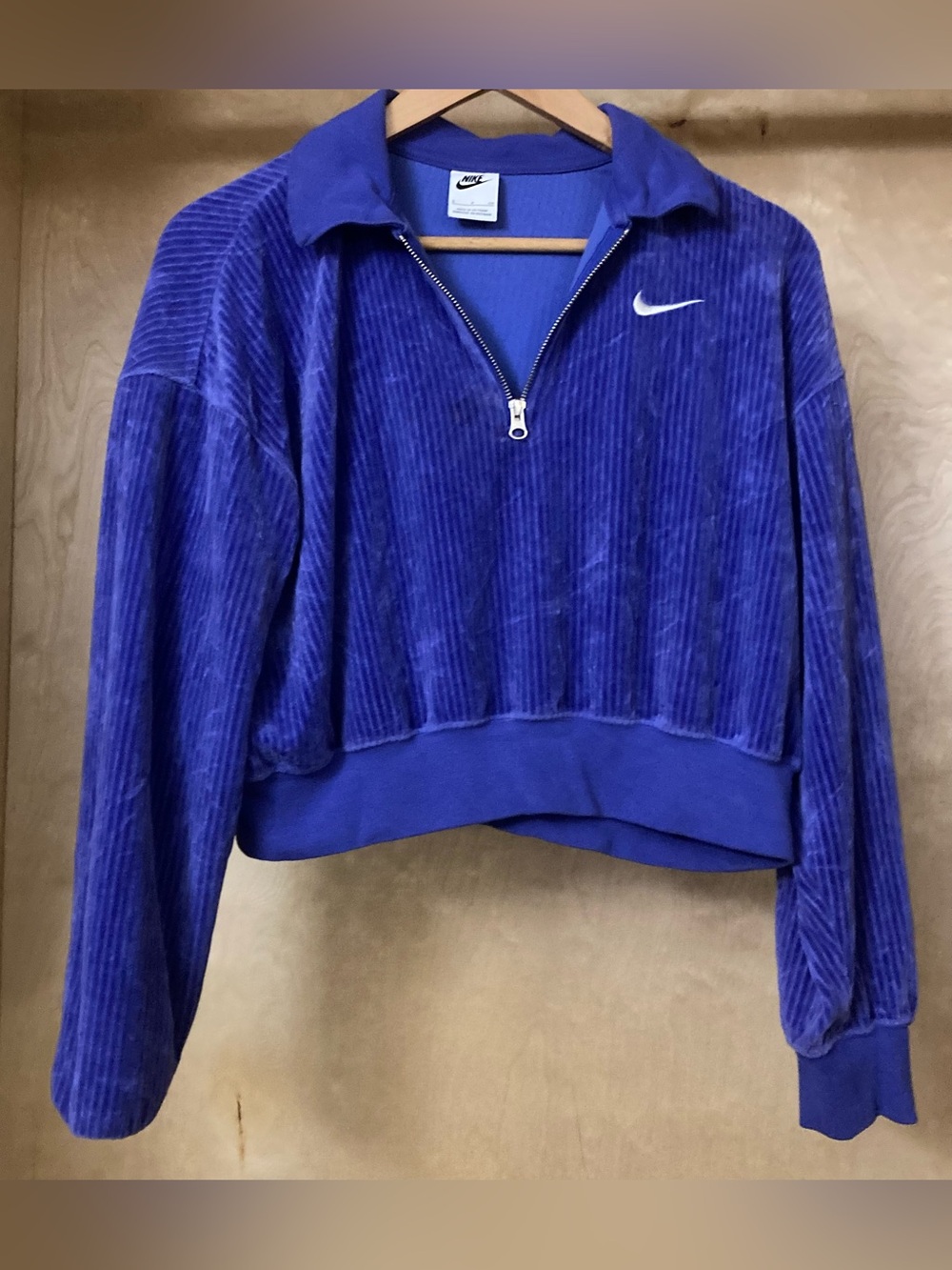 Nike Purple Ribbed Velour Half-Zip Pullover
